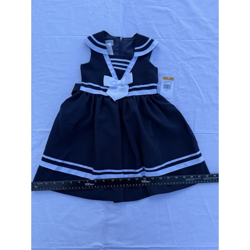 New Bonnie Jean Girls Nautical Sailor Navy Blue Party Dress Toddler 3T - Picture 6 of 15